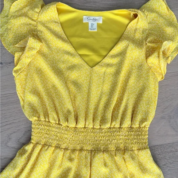 Jessica Simpson Yellow Ruffle Tiered Midi Dress with V-Neck - Picture 3 of 7
